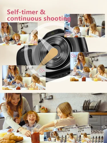 Miniatura 8 de Cámara digital True 64MP 4K - Enfoque automático de zoom de 16X, con modo belleza y macro, tarjeta TF de 32 GB, cámaras portátiles compactas