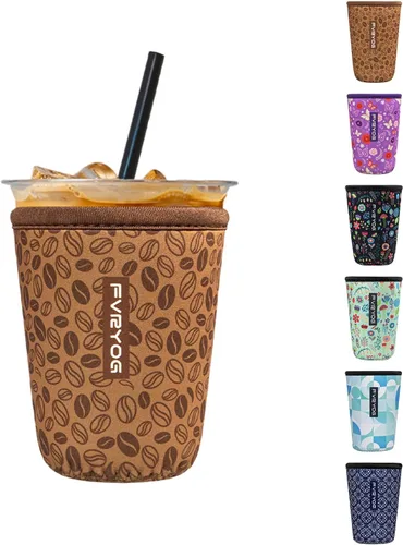 Miniatura 21 de Fundas de neopreno reutilizables aisladas para café helado, fundas para tazas de café helado, fundas para bebidas heladas y calientes