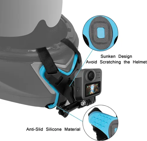 Miniatura 2 de ChromLives Soporte de casco para Gopro, soporte de correa de barbilla para casco de motocicleta para GoPro Hero 11 10 9 8 7 6 5 4 3, Xiaomi Yi y más