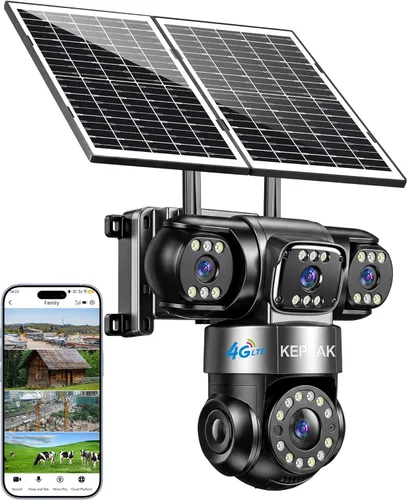 Miniatura 12 de KEPEAK Solar Security Camera Outdoor Wireless, Triple Lens PTZ Camera, 360° Pan Tilt, Color Night Vision, PIR Motion Detection, Two-Way Audio