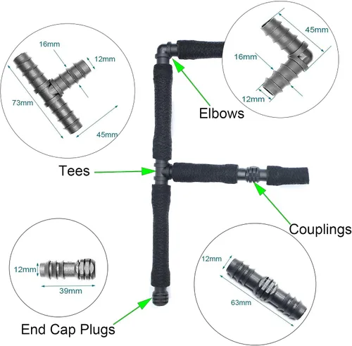 Miniatura 2 de Accesorio de manguera de remojo, kit de accesorios de manguera de jardín para tubería de 1/2 pulgada, conector de ajuste rápido de riego, adaptador