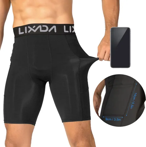 Miniatura 3 de Lixada Pantalones cortos de compresión para hombre, paquete de 3 unidades, ropa interior de entrenamiento activo para deportes de alto rendimiento
