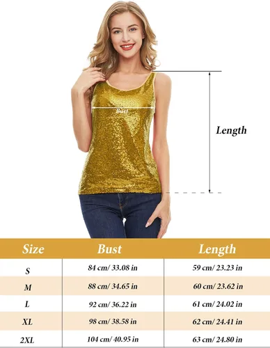 Miniatura 7 de SATINIOR Camiseta sin mangas con lentejuelas con purpurina para mujer, chaleco brillante, camisola con purpurina para mujeres y niñas