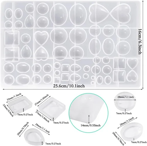 Miniatura 2 de DaKuan Moldes de fundición de joyería para joyas grandes y 20 moldes de resina colgante de silicona con agujero para colgar (5 estilos)