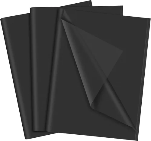 NEBURORA Papel de Seda Negro - 60 Hojas, 14 x 20 Pulgadas Papel de Seda Negro Mate para Empaque de Regalos, Arte y Manualidades, Bricolaje,
