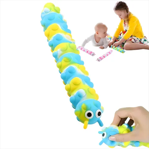 Miniatura 10 de 4 juguetes 3D de oruga para ansiedad con 10 segundos de iluminación, juguetes sensoriales de silicona con succión, antiansiedad, entrenador