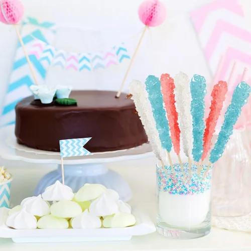Miniatura 5 de Palitos de caramelo de roca extragrandes: 6 paletas de algodón azul claro, envueltas individualmente, palitos de cristal de caramelo Espeez Rock