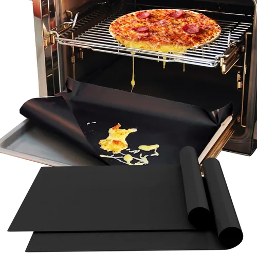 Miniatura 11 de Revestimientos para horno para la parte inferior del horno, 16 x 24 pulgadas de grosor, antiadherentes, antiadherentes, forros de horno Negro
