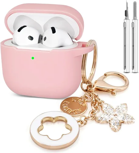 Miniatura 10 de Koujaon Airpods 4 Fundas de silicona protectora para Airpod 4 con llavero brillante para auriculares inalámbricos Apple AirPods de 4ª