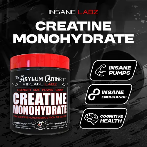 Miniatura 4 de Insane Labz Insane - Polvo de monohidrato de creatina, sin sabor, antes del entrenamiento, después del entrenamiento, potencia de tamaño fuerte, 200