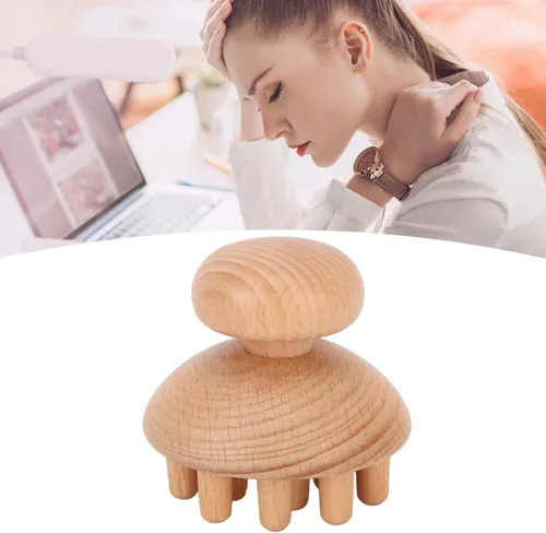 Miniatura 3 de HURRISE Masajeador de cabeza de madera, forma elimina molestias, reduce el estrés, herramienta de masaje de cabeza para dolor de cabeza