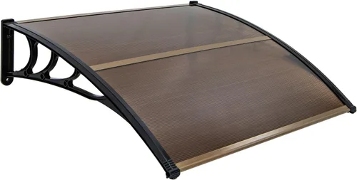 Miniatura 16 de Tangkula Toldo de ventana de 40 x 40 pulgadas, moderno toldo de policarbonato para puerta delantera, cubierta de puerta de ventana para lluvia, Negro