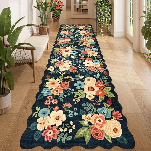 Miniatura 203 de DUKINO Alfombra de área de 6 x 9 pies, alfombra floral para sala de estar, ligera, antideslizante, lavable, alfombra de interior de pelo bajo