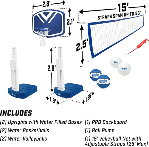 Miniatura 6 de GoSports Splash Hoop 2 en 1 - Juego de aro de baloncesto y red de voleibol