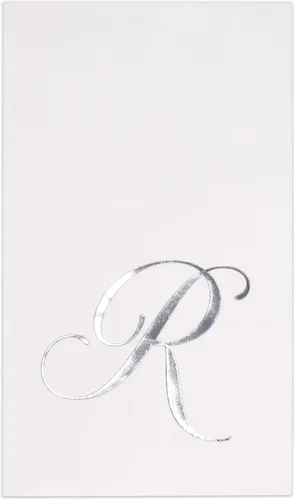 Miniatura 12 de Gift Boutique - 100 servilletas de invitados con monograma plateado en blanco, paquete de papel desechable con la letra B, elegante servilleta