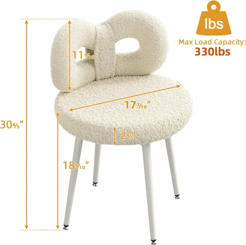 Miniatura 2 de ROOMTEC Silla de tocador giratoria con respaldo, silla de escritorio tapizada para niñas, tocador de maquillaje moderno para dormitorio, sala