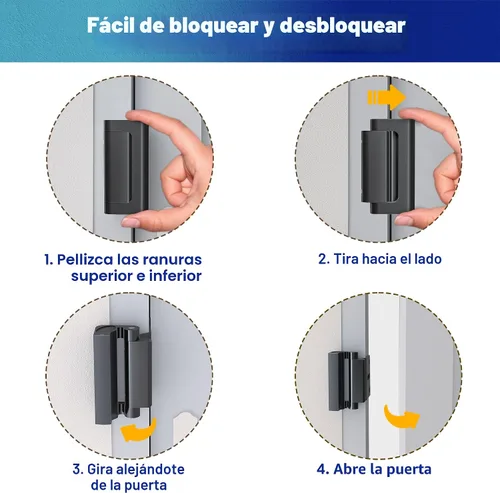 Miniatura 4 de La cerradura de refuerzo de puerta soporta 800 libras de fuerza, cerradura de puerta negra a prueba extra para niños requiere perforación, evita