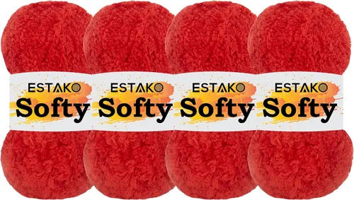 Miniatura 39 de Estako Softy 100% Poliéster Esponjoso Suave Grueso Peso #5 Hilado para Crochet y Tejido 3.52 oz (100 gr) 98 Yds (90 m) (9110 - Blanco)