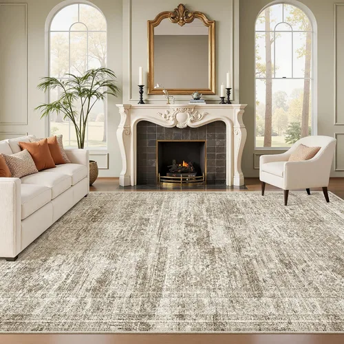 Miniatura 44 de Alfombra de pasillo Soalmost 2'6" x 10' lavable, alfombra antideslizante para cocina, baño, lavandería, alfombras vintage ultra delgadas para Beige