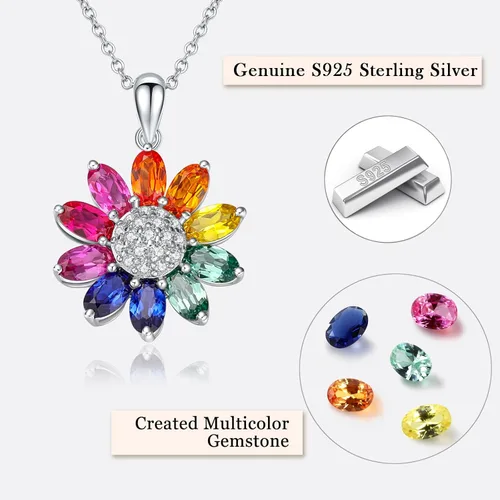 Miniatura 5 de RANDES Collares de girasol para mujeres, adolescentes y niñas, delicado colgante de plata de ley 925 You're My Sunshine, joyería de girasol