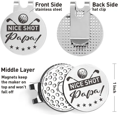 Miniatura 2 de QVUXZ Papa Dad Golf Ball Marker Gifts, Dad Grandpa Golfing Gifts from Daughter Son Kids, Golf Birthday Fathers Day for Dad Grandpa, Grandpa Dad