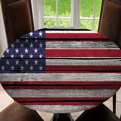 Miniatura 13 de Mantel redondo ajustable con protector elástico de bandera estadounidense del 4 de julio, mantel impermeable a prueba de aceite, mantel de 40 Tipo 30