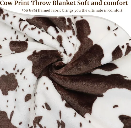 Miniatura 3 de HSEEC Mantas y mantas de forro polar suave tamaño Queen manta acogedora para cama manta de 90 x 90 pulgadas Manta de vaca blanca
