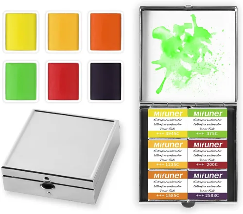 Miniatura 25 de Caja de estuche de pintura de acuarela portátil de mini lata de 12 celdas vacía es un pequeño kit de viaje de almacenamiento con clip magnético