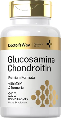 Doctor's Way Glucosamina condroitina MSM cúrcuma | 200 cápsulas | Suplemento complejo para adultos | Sin OMG, sin gluten