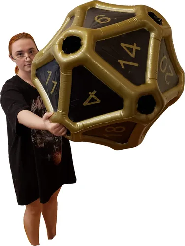 Black Bazaar Dados grandes D20 inflables extra grandes gigantes para juegos DND RPG de mesa Juego de rol Calabozos y dragones Negro y dorado