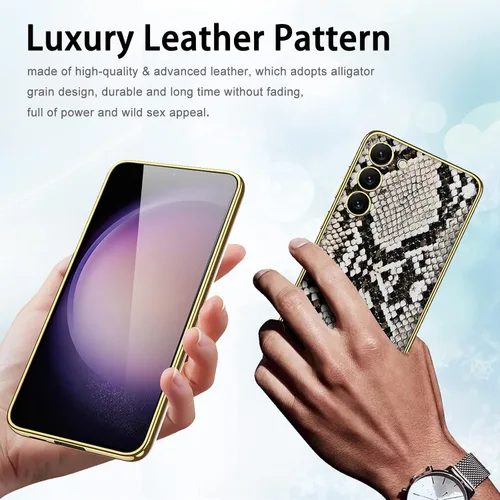 Miniatura 4 de Miimall Funda compatible con Samsung Galaxy S23 Plus, S23 Plus, funda de cuero suave galvanizada + funda protectora de cuero de lujo resistente