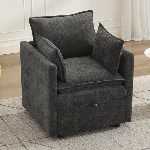 Miniatura 28 de Otomana cuadrada grande de 27 pulgadas con almacenamiento, reposapiés tapizado moderno con patas antideslizantes para sofá, mesa de café, sala