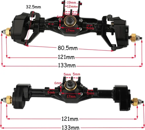 Miniatura 7 de TRX4M - Juego completo de eje de portal de diamante delantero y trasero de aleación de aluminio para 1/18 RC Crawler TRX-4M piezas de actualización