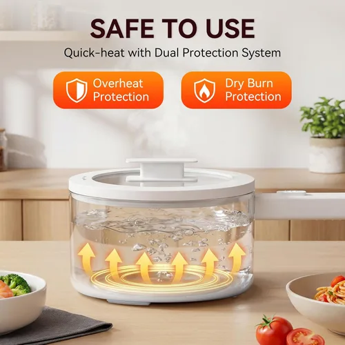 Miniatura 5 de Olla caliente eléctrica, mini olla caliente de 1.5 L, olla portátil antiadherente esmaltada de cerámica, olla eléctrica para carne, huevo, arroz