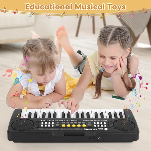 Miniatura 8 de Piano de teclado para niños, 37 teclas, juguetes para niños, principiantes, pianos electrónicos con micrófono, juguete musical educativo para niños