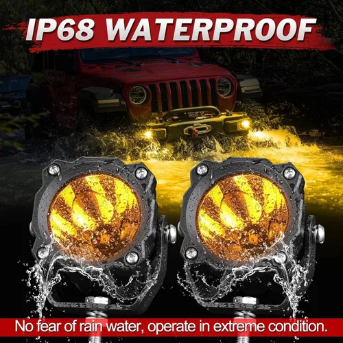 Miniatura 4 de Luces LED redondas de 3 pulgadas de 50 W, luces de conducción de motocicleta ámbar, luces LED ámbar, luces antiniebla redondas, 2