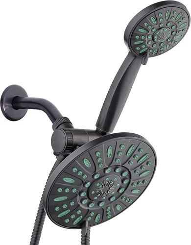 Miniatura 10 de Combo de ducha de lluvia antimicrobiana/anti-obstrucción de alta presión de 30 configuraciones por AquaDance con protección de boquilla Microban