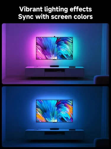 Miniatura 5 de GIPOYENT Retroiluminación LED para TV con cámara, luces de sincronización de pantalla RGBIC de 10.5 pies para televisores y monitores de PC de 32 a