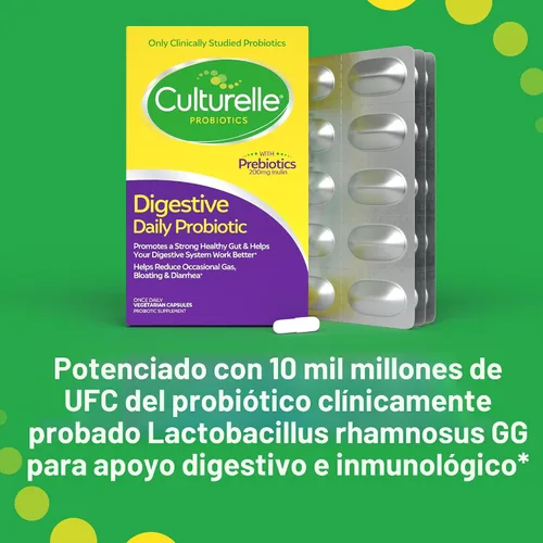 Miniatura 6 de Culturelle Cápsulas probióticas diarias para hombres y mujeres, cepa probiótica más estudiada clínicamente, salud digestiva e intestinal, apoya