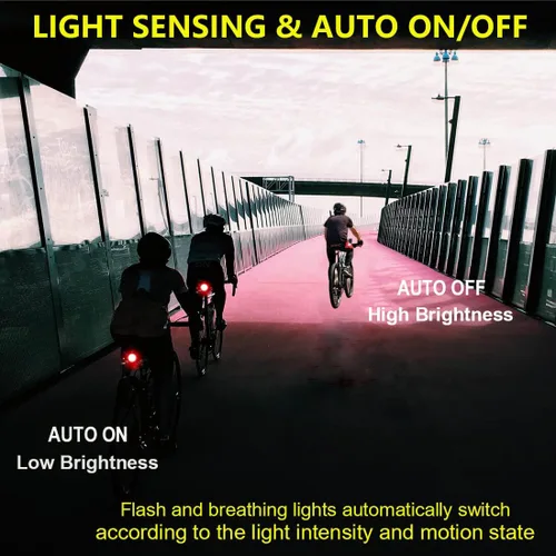 Miniatura 4 de Padonow Smart Bike Tail Light: Auto On/Off Rear Bicycle Flashlight Ultra Bright Back Brake Light High Lumen Daytime Strobe USB Rechargeable Safety