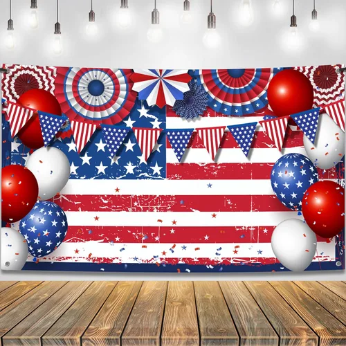 KatchOn, Decoraciones del 4 de julio, pancarta XtraLarge de Estados Unidos, 72 x 44 pulgadas, telón de fondo de bandera estadounidense para