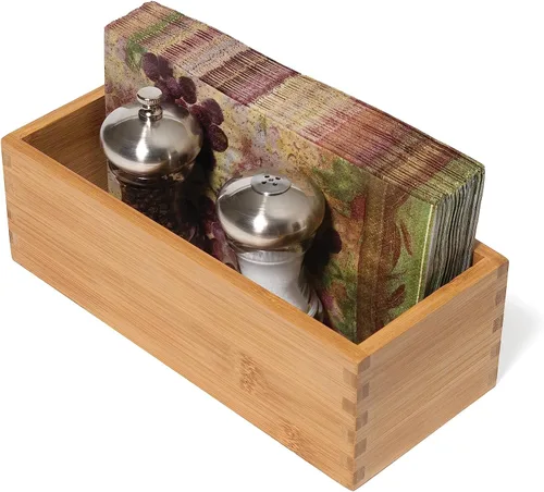 Miniatura 5 de Lipper International Caja de almacenamiento de madera de bambú para utensilios de cocina, maquillaje o suministros de oficina, 4 x 9 1/4 x 3 pulgadas