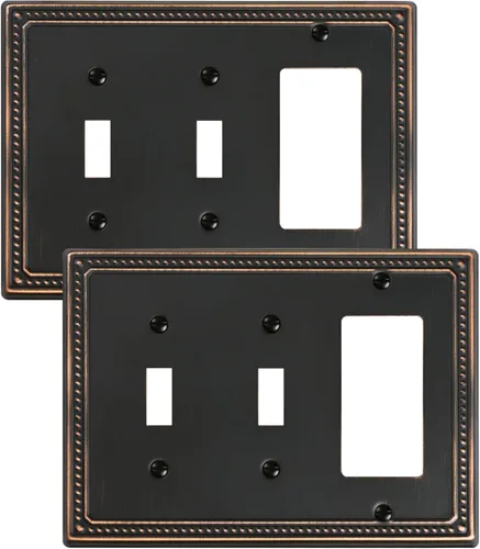 Miniatura 39 de Paquete de 4 placas de cubierta para interruptor de luz de palanca individual, cubiertas decorativas de perlas, placa de pared de metal almendra