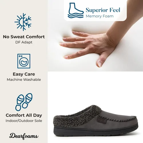 Miniatura 3 de Dearfoams - Pantuflazueco de gamuza de microfibra para hombre, con puntada de látigo