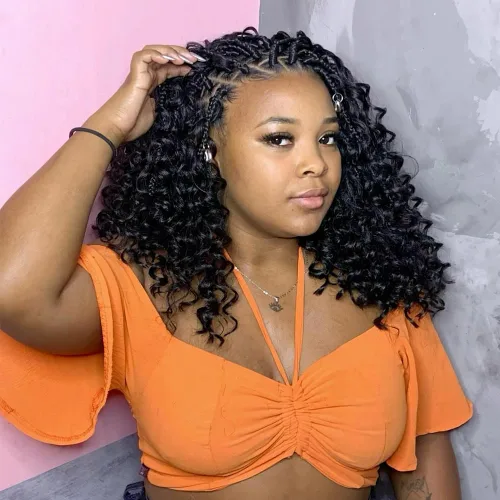Miniatura 39 de Goddess Box Braids 1B3330 - Trenzas de ganchillo bohemias de 10 pulgadas para mujeres negras, paquete de 7 paquetes de trenzas bohemias preenlazadas