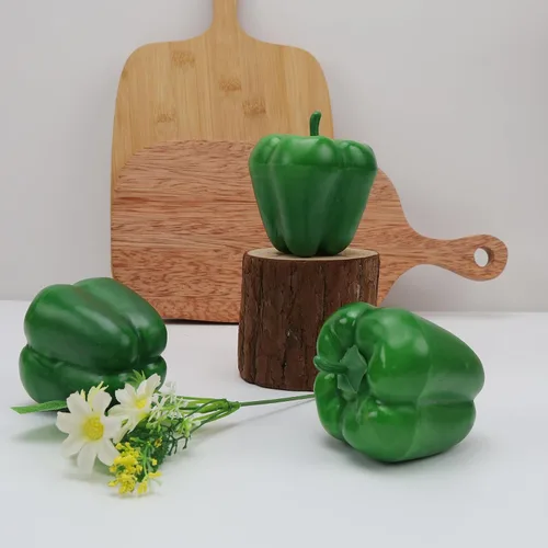 Miniatura 8 de Gresorth 8pcs Artificial Big Bell Pimienta Verde Decoración Vegetal Falso Casa Gabinete de Cocina