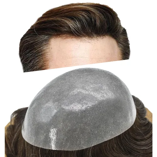 Miniatura 91 de Toupee para hombres Sistema de reemplazo de cabello humano real duradero invisible para hombre Toupee Hair Piece para hombres Poly Men Sistema