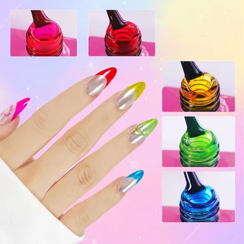 Miniatura 7 de VARNAIL Rainbow Candy Jelly - Kit de esmalte de uñas de gel de 6 colores y capa base de regalo, kit de esmalte de gel transparente arcoíris
