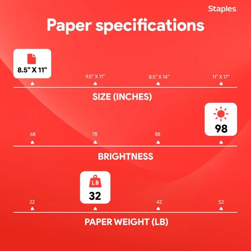 Miniatura 3 de Staples Papel láser de 8.5 pulgadas x 11 pulgadas, 32 libras. Brillo 98 500/Rm