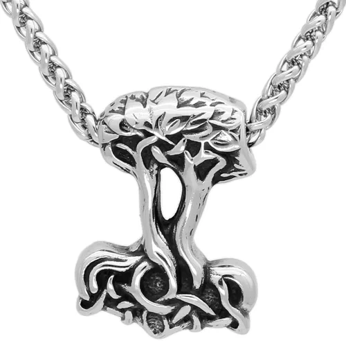 GuoShuang hombres acero inoxidable norse viking Yggdrasil árbol de la vida amuleto colgante collar viking joyería